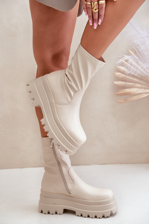 Aulinukai su platforma dramblio kaulo spalvos Florinara