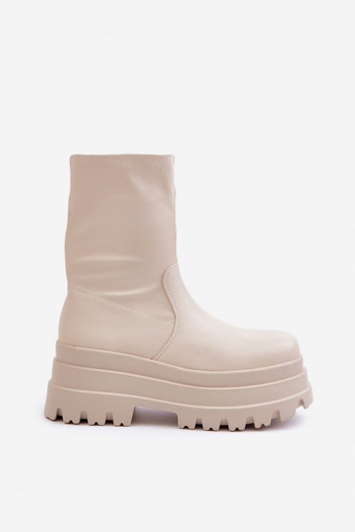 Aulinukai su platforma dramblio kaulo spalvos Florinara