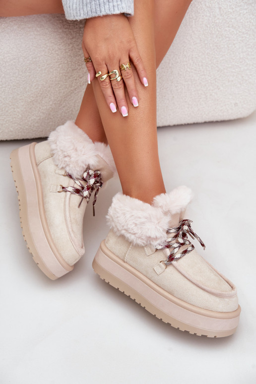  sniego batai  su platforma su kailiuku dramblio kaulo spalvos Neathren