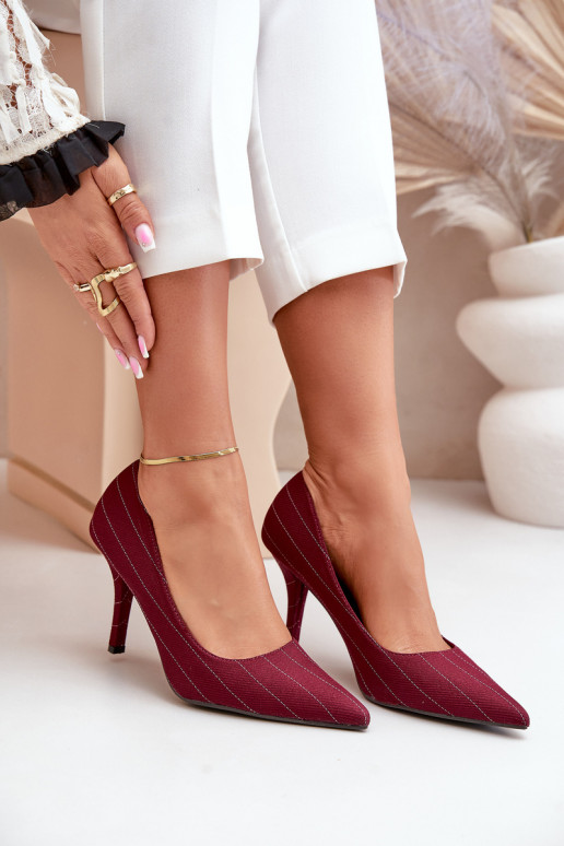  aukštakulniai bateliai  su dryžiais bordo spalvos Tifidra