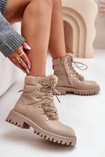 pašiltinti Aulinukai batai  iš eko odos smėlio spalvos Willatta