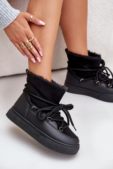 sniego batai  su platforma pašiltinti su kailiuku viduje Juodos spalvos Aziara