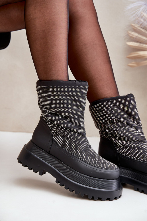 Dekoruotos sniego batai su platforma  Juodos spalvos Avivina