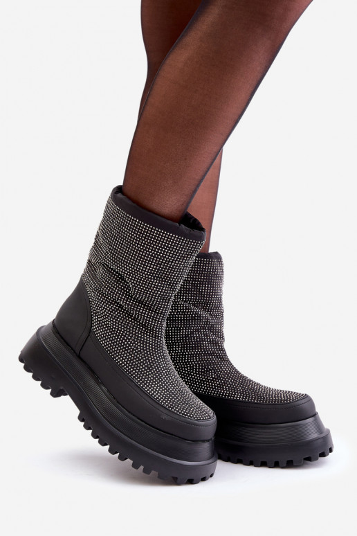 Dekoruotos sniego batai su platforma  Juodos spalvos Avivina