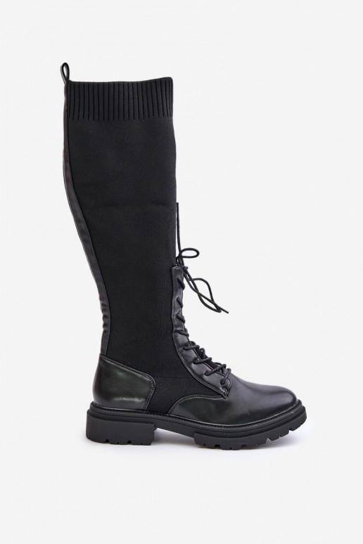 Įsispiriamo modelio ilgaauliai batai Ze Skarpetkową Cholewką Juodos spalvos Iranel