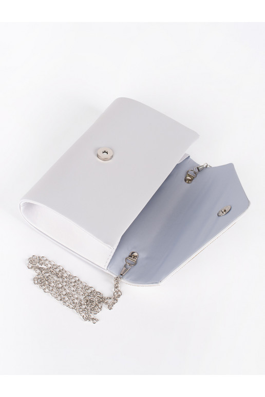 sidabro spalvos rankinė voko tipo ozdobiona kryształkami