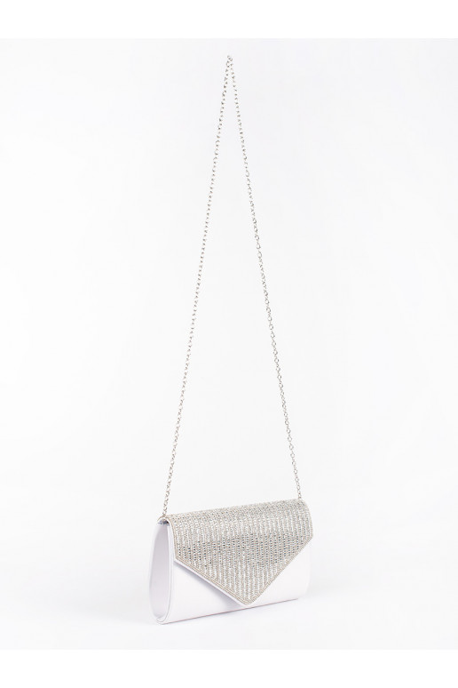 sidabro spalvos rankinė voko tipo ozdobiona kryształkami