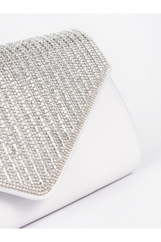 sidabro spalvos rankinė voko tipo ozdobiona kryształkami
