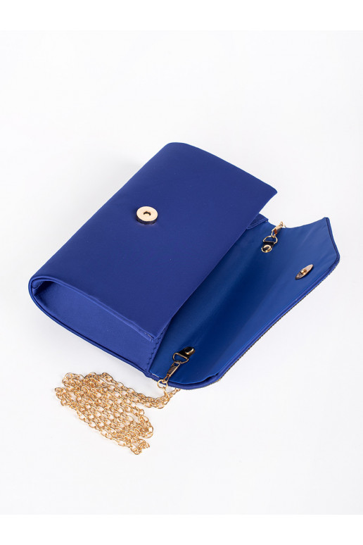 Mėlyna rankinė voko tipo ozdobiona kryształkami