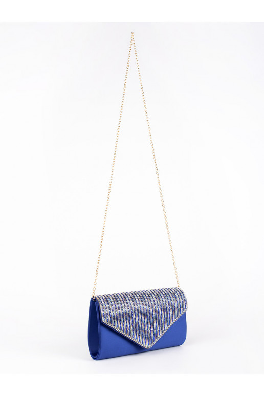 Mėlyna rankinė voko tipo ozdobiona kryształkami