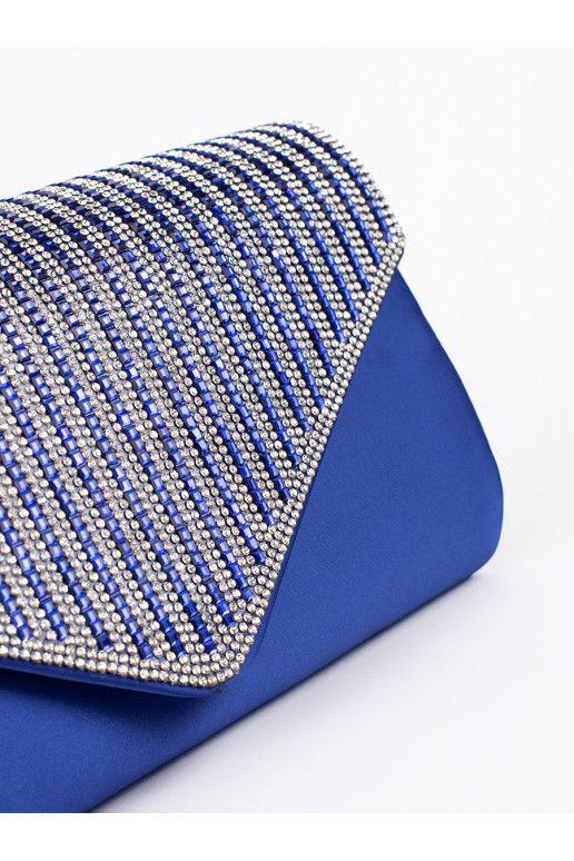 Mėlyna rankinė voko tipo ozdobiona kryształkami