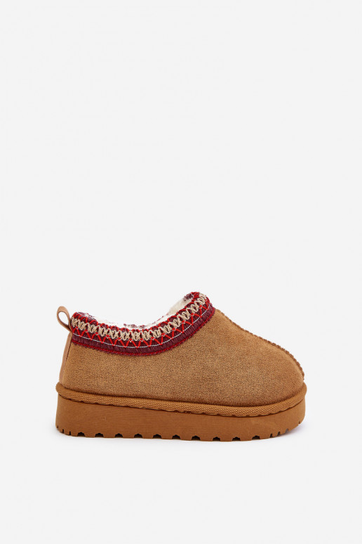 sniego batai Aulinukai Vaikiški su platforma pašiltinti su kailiuku viduje rudos spalvos Vilabria