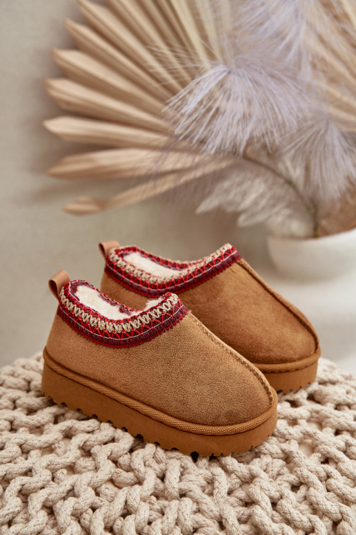 sniego batai Aulinukai Vaikiški su platforma pašiltinti su kailiuku viduje rudos spalvos Vilabria