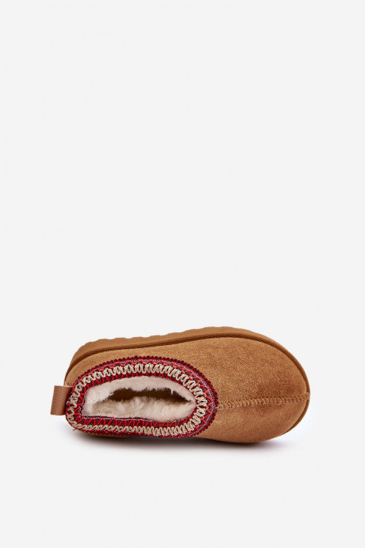 sniego batai Aulinukai Vaikiški su platforma pašiltinti su kailiuku viduje rudos spalvos Vilabria