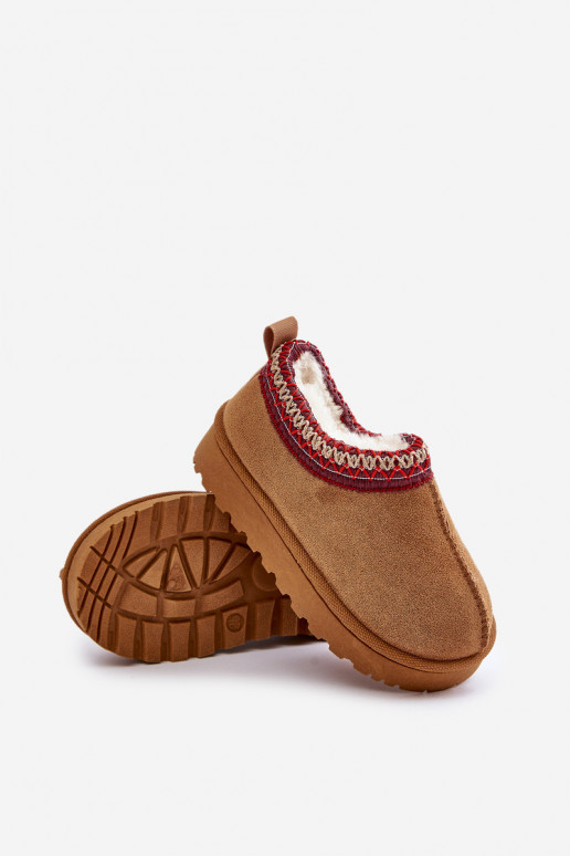 sniego batai Aulinukai Vaikiški su platforma pašiltinti su kailiuku viduje rudos spalvos Vilabria
