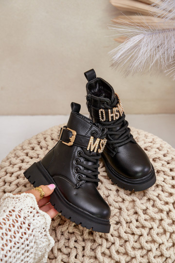 Aulinukai Vaikiški Eko   pašiltinti su dekoruotais kulnais Juodos spalvos Gilian