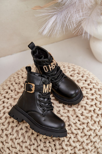 Aulinukai Vaikiški Eko   pašiltinti su dekoruotais kulnais Juodos spalvos Gilian 2