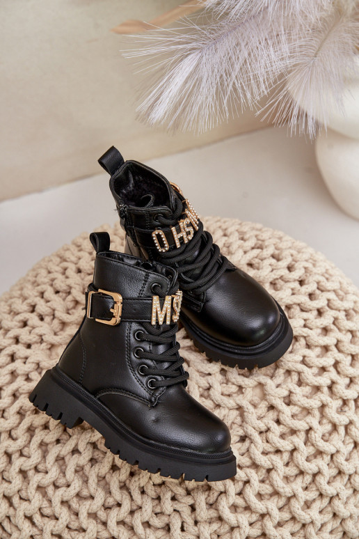 Aulinukai Vaikiški Eko   pašiltinti su dekoruotais kulnais Juodos spalvos Gilian