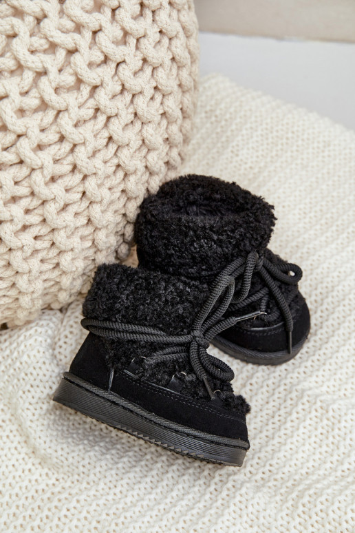 šilti Aulinukai sniego batai Vaikiški su dirželiais Juodos spalvos Asija