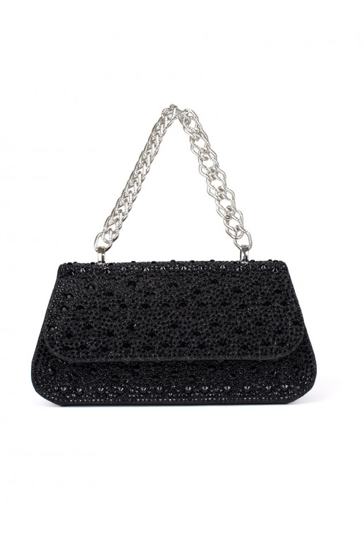 juoda rankinė cekiny ze srebrną rączką