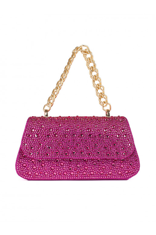 violetinė rankinė cekiny ze złotą rączką