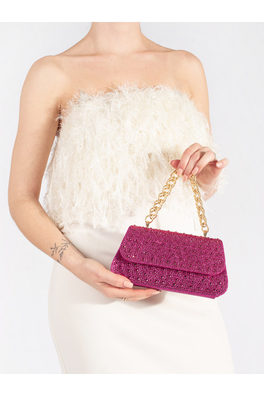 violetinė rankinė cekiny ze złotą rączką