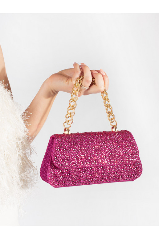 violetinė rankinė cekiny ze złotą rączką