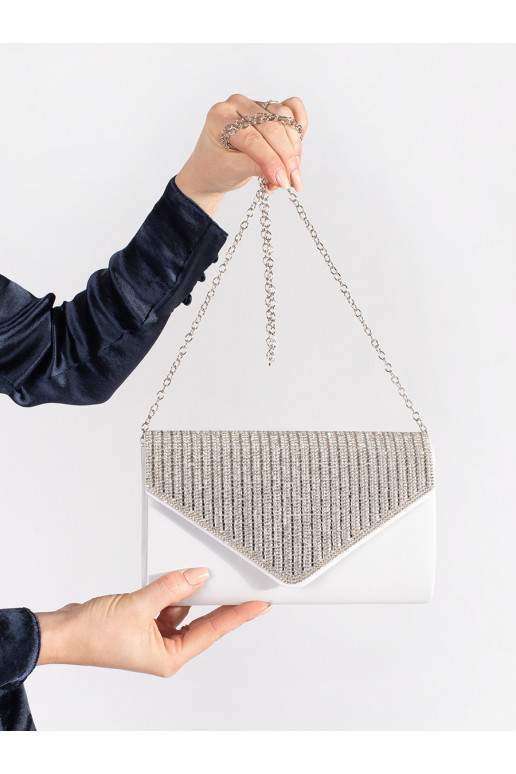 sidabro spalvos rankinė voko tipo ozdobiona kryształkami