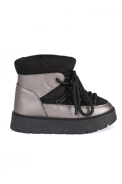 Juodos ir- su raištukais Moteriški sniego batai su masyviu kulnu Juodos ir- su raištukais Moteriški sniego batai su masyviu kulnu