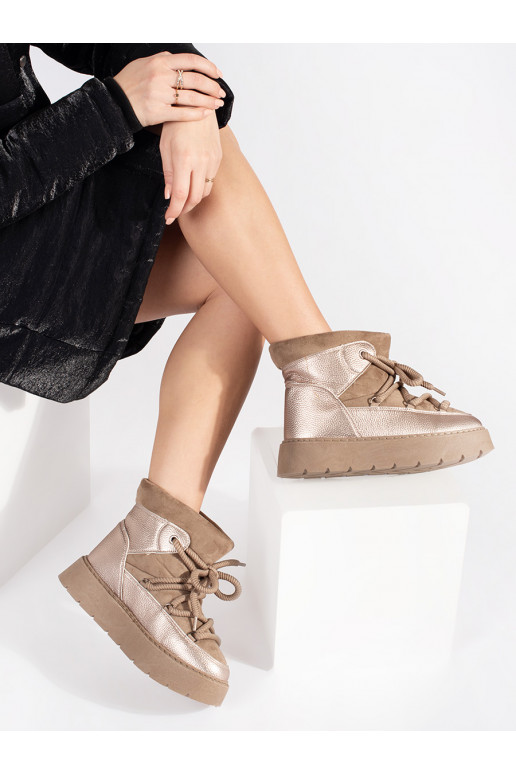 smėlio spalvos su raištukais Moteriški sniego batai su masyviu kulnu smėlio spalvos su raištukais Moteriški sniego batai su masyviu kulnu