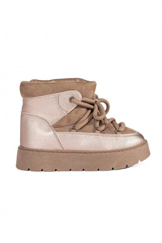 smėlio spalvos su raištukais Moteriški sniego batai su masyviu kulnu smėlio spalvos su raištukais Moteriški sniego batai su masyviu kulnu