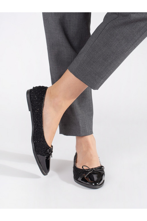Juodos spalvos  balerinos su bantuku