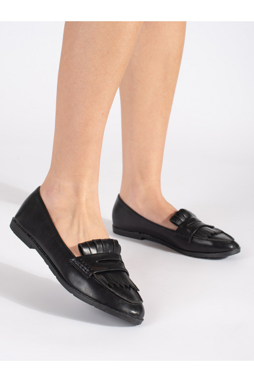 Juodos spalvos mokasinai ozdobione frędzlami