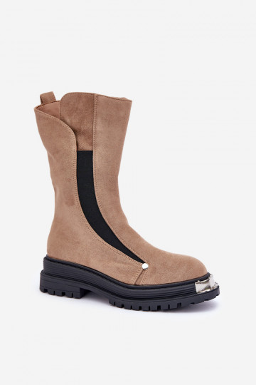 iš zomšos pašiltinti Aulinukai su plačiais kulniukais smėlio spalvos Palimra 2