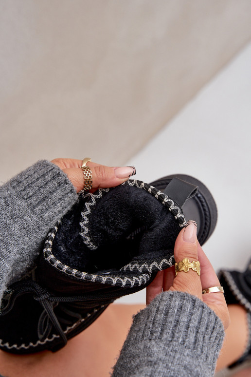 sniego batai  Z Haftem su platforma Juodos spalvos Naleris