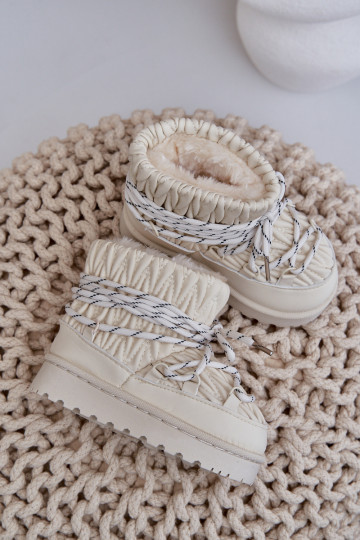 sniego batai Vaikiški pašiltinti Grubym su kailiuku viduje dramblio kaulo spalvos Nastira 2