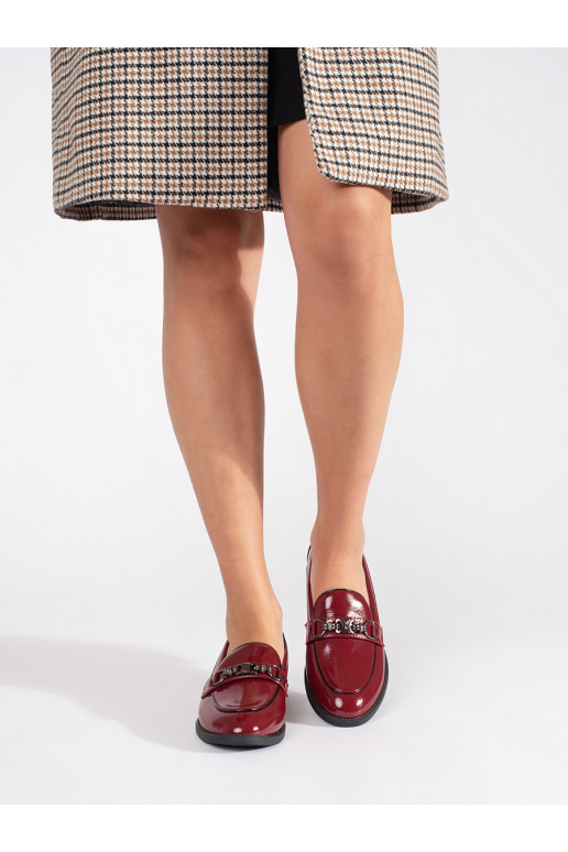 bordo spalvos moteriški mokasinai