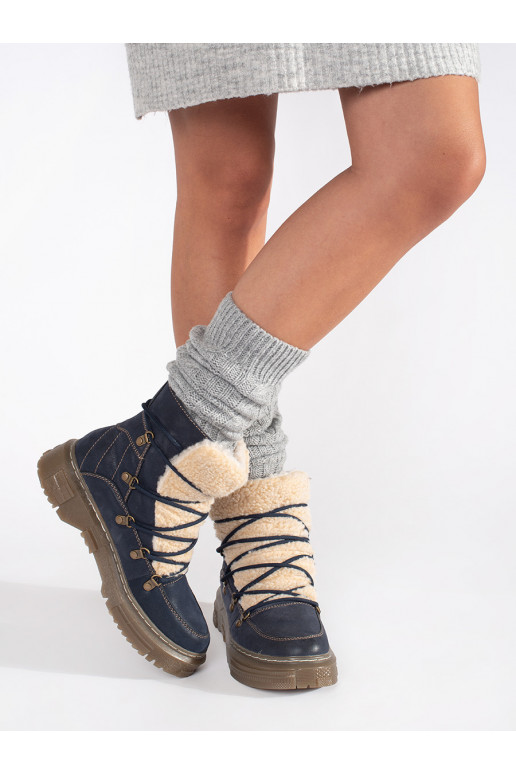 tamsiai mėlynos spalvos su pašiltinimu aulinukai su raištukais su kailiuku typu baranek tamsiai mėlynos spalvos su pašiltinimu aulinukai su raištukais su kailiuku typu baranek