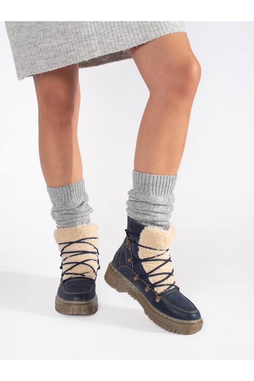 tamsiai mėlynos spalvos su pašiltinimu aulinukai su raištukais su kailiuku typu baranek tamsiai mėlynos spalvos su pašiltinimu aulinukai su raištukais su kailiuku typu baranek