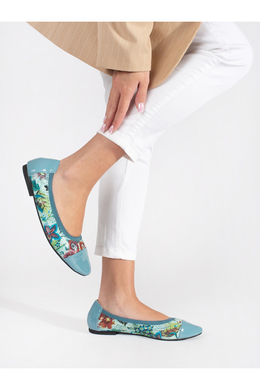 Balerinos kwiatowy wzór z lakierowanym noskiem Balerinos kwiatowy wzór z lakierowanym noskiem