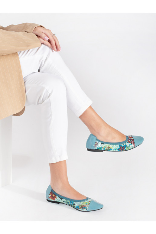 Balerinos kwiatowy wzór z lakierowanym noskiem Balerinos kwiatowy wzór z lakierowanym noskiem