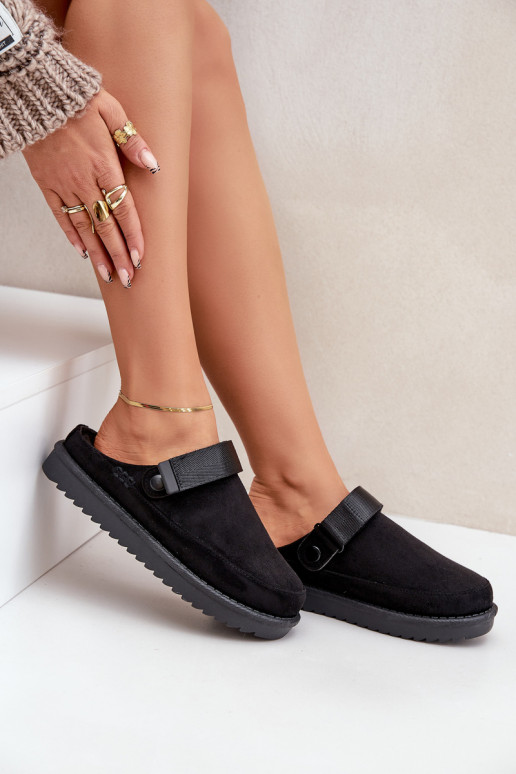 pašiltinti Šlepetės  su platforma Juodos spalvos Neliel