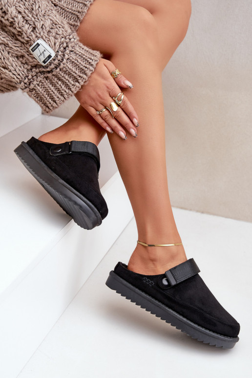 pašiltinti Šlepetės  su platforma Juodos spalvos Neliel