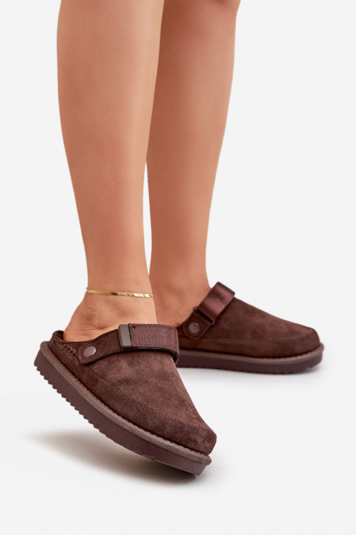 pašiltinti Šlepetės  su platforma Czekoladowe Neliel