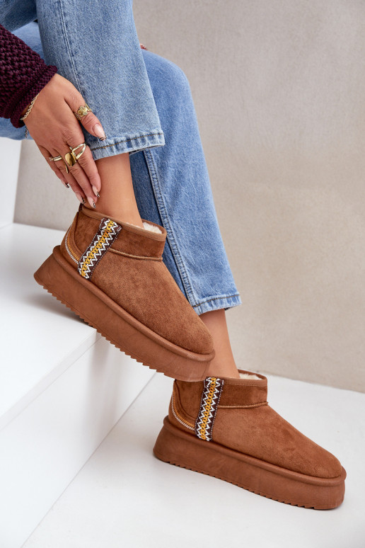 sniego batai su platforma su raštais rudos spalvos Udra