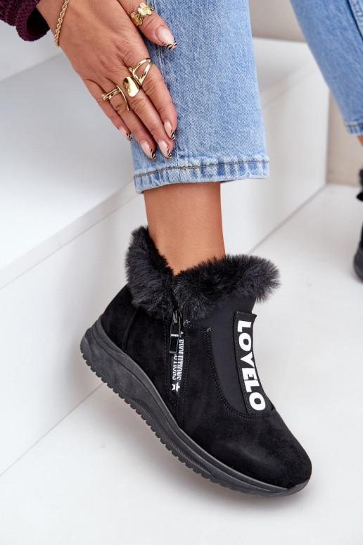  modelio batai Moteriški aulinukai su kailiuku Juodos spalvos Zeriana