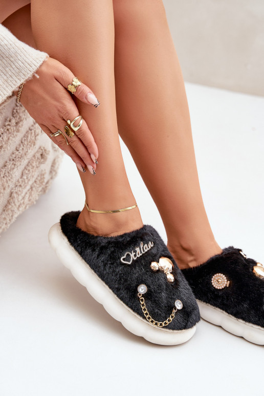  Šlepetės Z Przypinkami Juodos spalvos Ivelfedi