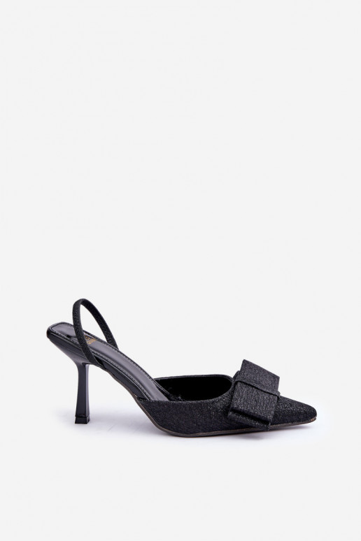 Blizgantys aukštakulniai bateliai su kaspinais Juodos spalvos Gredan