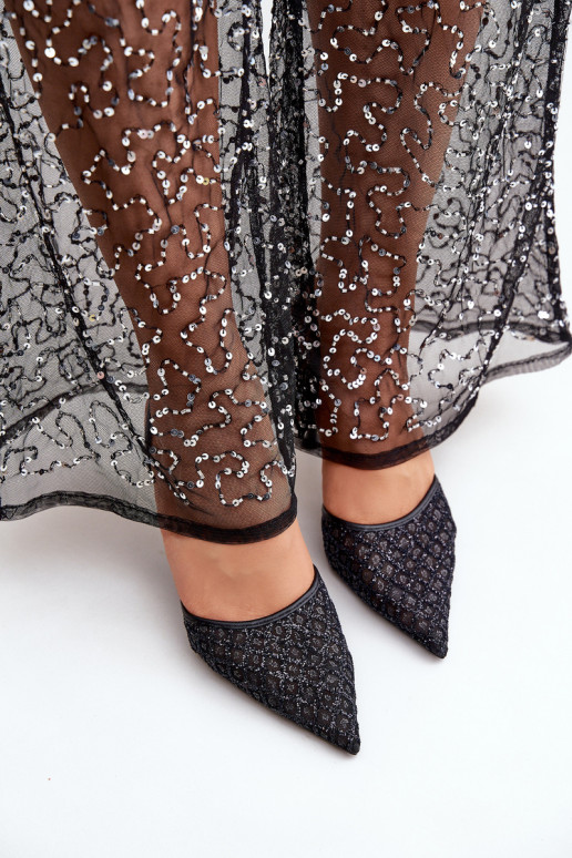 aukštakulniai bateliai su atviru kulnu Ozdobione su blizgesiuem Juodos spalvos Berilae