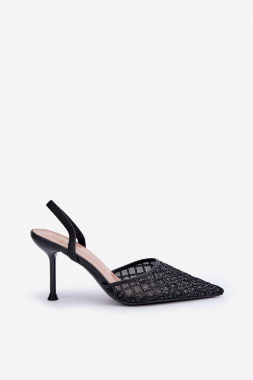 aukštakulniai bateliai su atviru kulnu Ozdobione su blizgesiuem Juodos spalvos Berilae